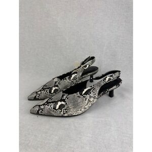A New Day Womens Snakeskin Print Slingback Pointed Toe Kitten Heel Pumps Size 8